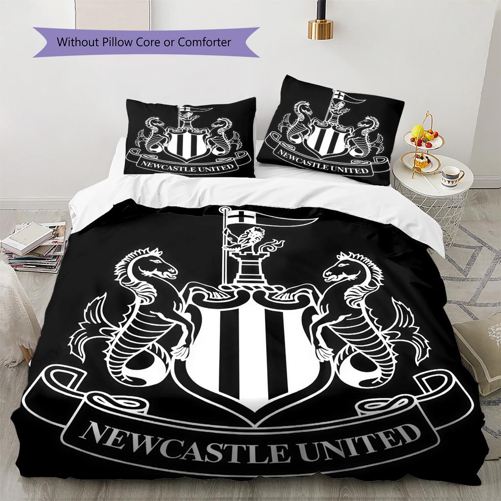 Newcastle United Pattern Bedding Quilt Set Home Decoration Gift (1 * Duvet Cover + 2 * Pillowcase Without Core)