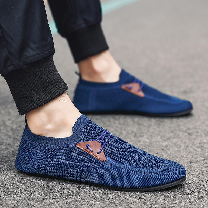 YRZL Casual Men's Shoes Summer Solid Color Mesh Breathable Flats Male Comfortable Lightweight Shoes Man Slip on Loafers for Men
