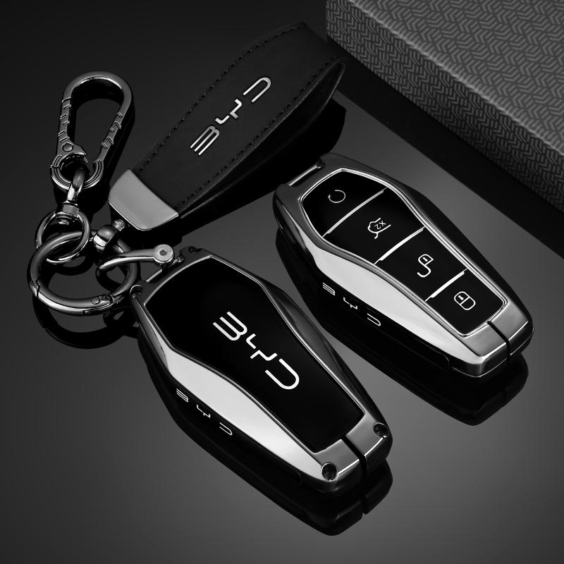 Schlüsselhülle für BYD Song Plus Atto 3 Han EV Tang DM Qin Seal Dolphin Metall Fernbedienung Halter Schlüsselanhänger Autozubehör High-End
