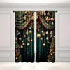 Set Of 2 Christmas Curtains Golden Balls Holiday Polyester Printed Home Decoration Room Curtain Made