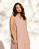 Summer Cotton Linen Solid Color Sleeveless Irregular Round Neck Long Dress