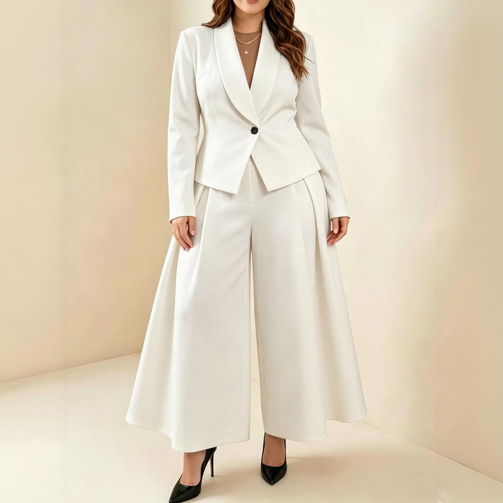 Women's Wide Leg Pants Two Piece Set for Business Commuting and Wear