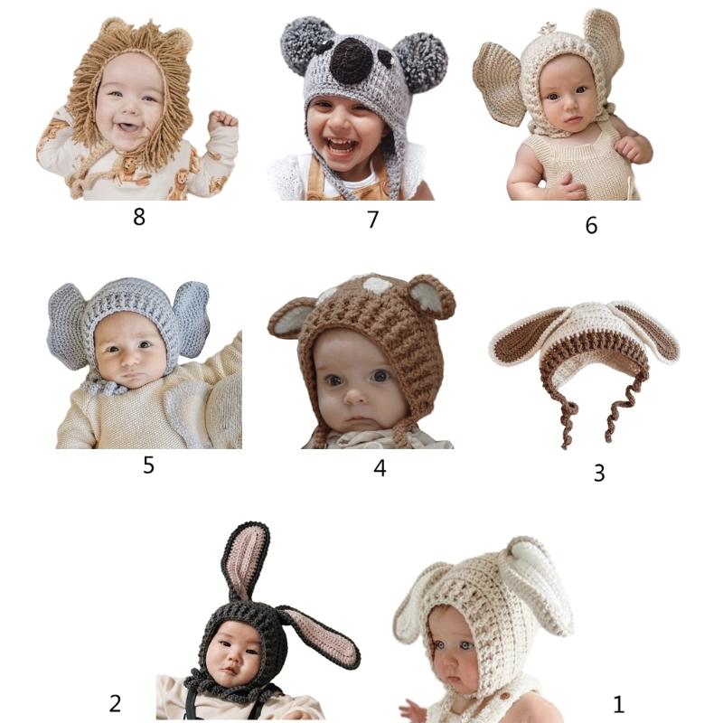 Kleinkind Baby Strickmütze Handgemacht Gehäkelt Cartoon Tier Thema Mützen Mütze Niedliche Ohren Babymütze Neugeborenen Fotografie Requisiten
