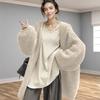 Womens V-Neck Chunky Knit Cardigan Sweater Winter Loose Fit Warm Wool Blend Open Front Coat