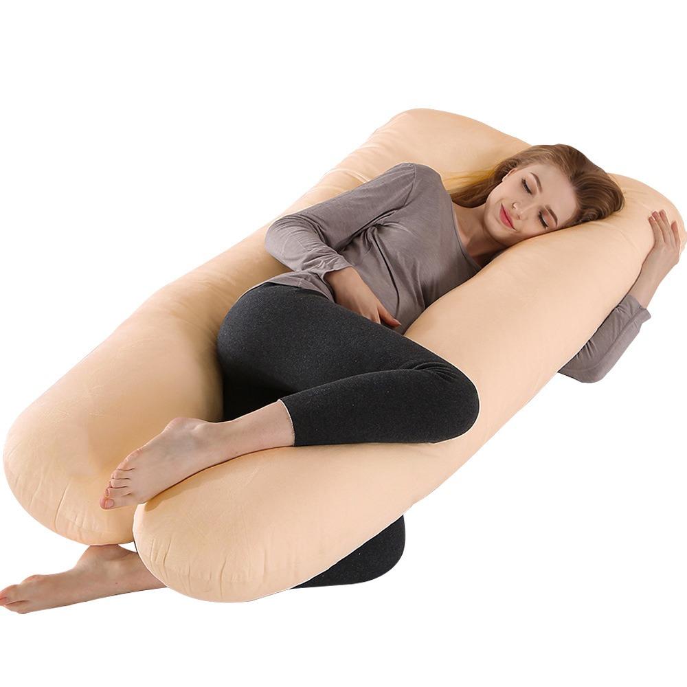 130*70cm Pregnant Women's Full Body Pillow Velvet Removable U-Shaped Cushion Maternity Waist Pillow Sleep Support For Pregnant