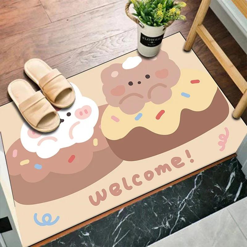 Schattige Cartoon Shiba Inu Deurmat, Antislip Absorberende Entree Vloermat, Wasbaar Entree Tapijt voor Huis Keuken Decor 40X60CM
