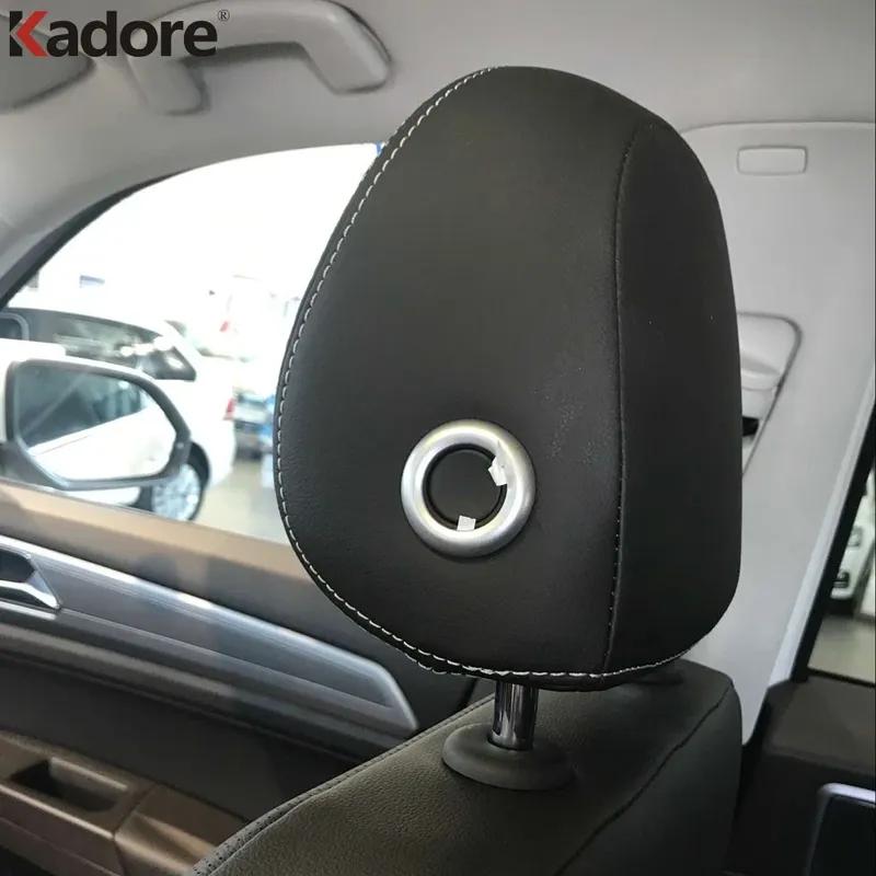 Car Seat Headrest Adjust Switch Button Cover Trim For Volkswage VW Teramont Atlas 2017- Carbon Fiber Interior Accessories