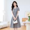 Ke Bei Er Elegant Plaid Bow-Tie Midi Dress