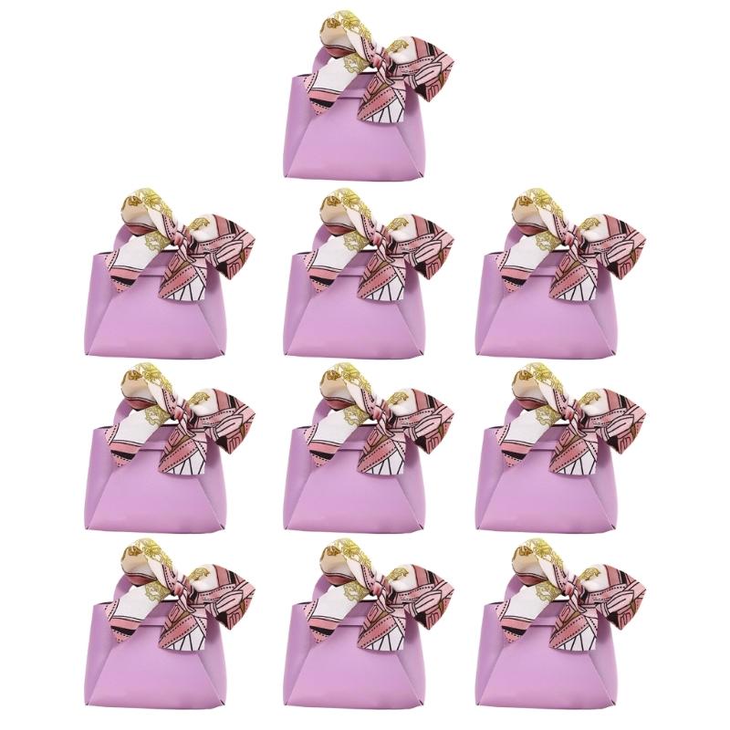 10 Pieces Stylish Leather Packaging Box Leather Travel Bag Small Candy Bag PU Storage Box for Jewelry and Small Item