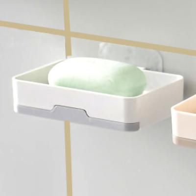 Soap Box Draining Case Holder Rack Plastic Hole Free Installation for Bathroom Toilet Light Gray 1
