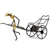 Chinese Style Retro Wrought Iron Wine Rack Gift Ideas Rickshaw Wine Bottle and Glass Holder Bar Home Decoration