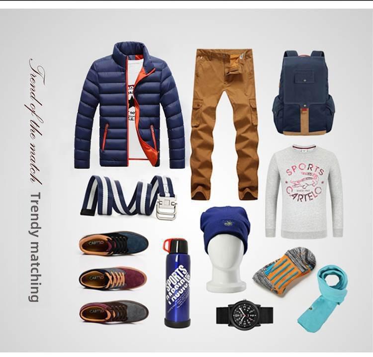 Geacă Militară Groasă cu Pene pentru Bărbați, Guler Înalt, Căldură de Iarnă