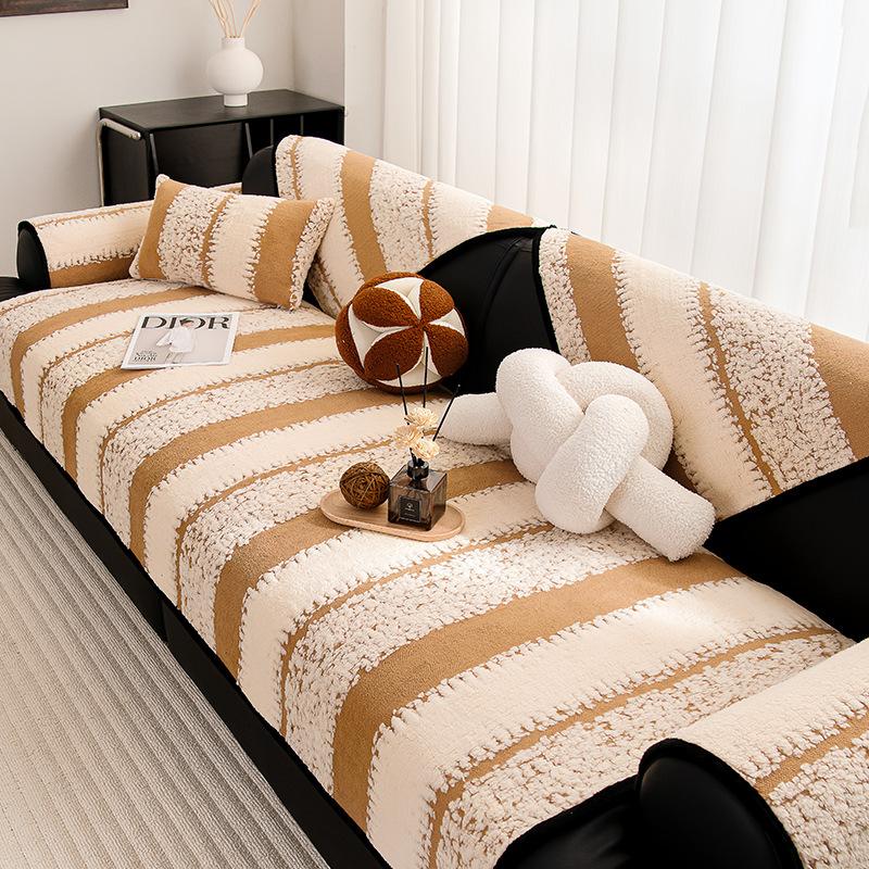 Simple  New Autumn And Winter Plush Leather Sofa Cushion Cover Cloth Towel Non-Slip Cover Thickened Seat Cushion Anti-Cat Claws