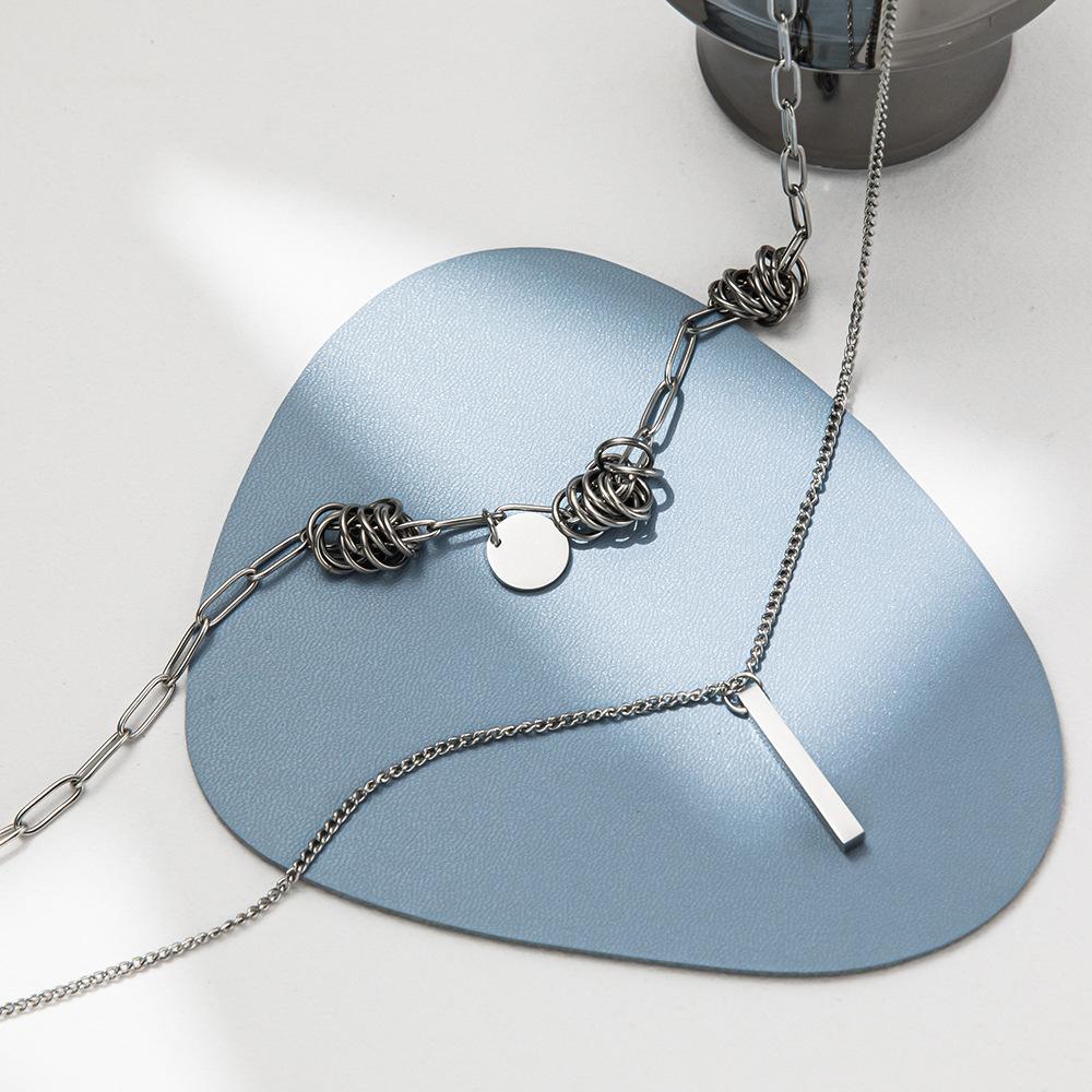 Dvouvrstvý navíjený přívěsek na krk z titanové oceli, hip-hopová osobnostní trendy řetízek na svetr