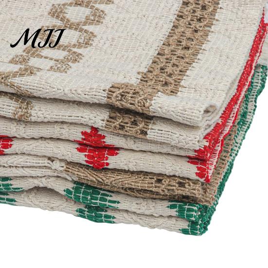 Holiday Table Decorations for Christmas Boho Runner with Tassels, Cotton Linen Rustic Runner, Striped Linens Tassels Farmhouse Home Party Bridal