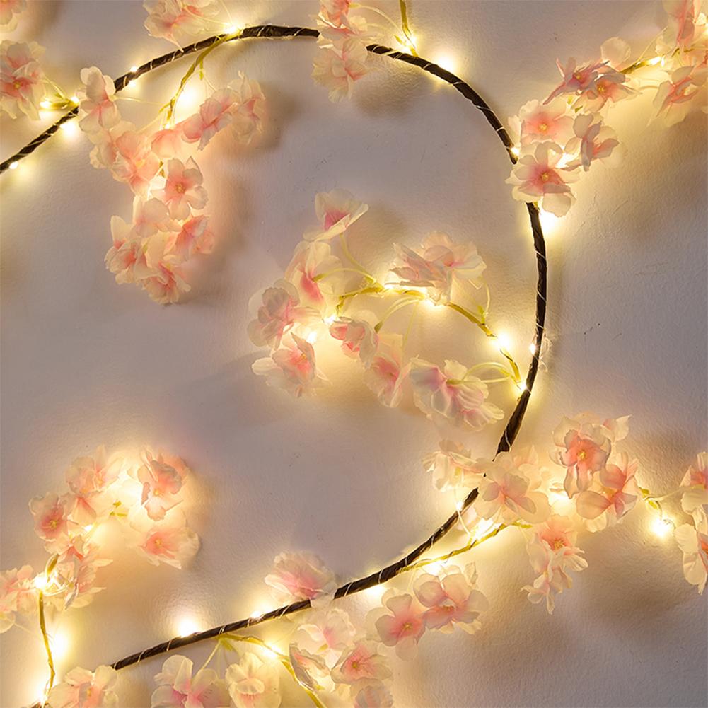 1.8M Hanging Faux Pink Flower Decor with Remote with 100 LED String Lights Cherry Blossom Flower Garland for Wedding Party Decor