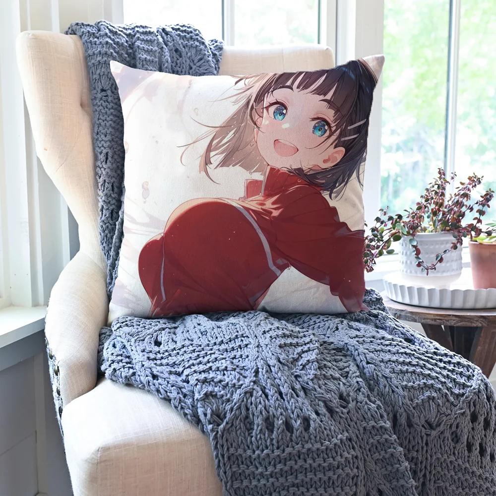 Kirigaya Suguha Animation S-Word A-Art O-Online Kissenbezug Quadratisches Kissen Schlafzimmer Sofa Freizeit Wohnzimmer Heimdekoration 40X40