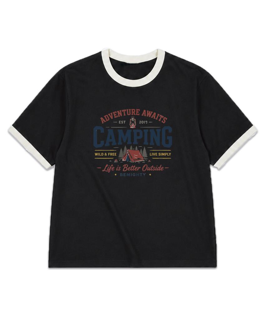 BEMIGHTY Vintage Drawing Oversized Ringer Short Sleeve T-Shirt