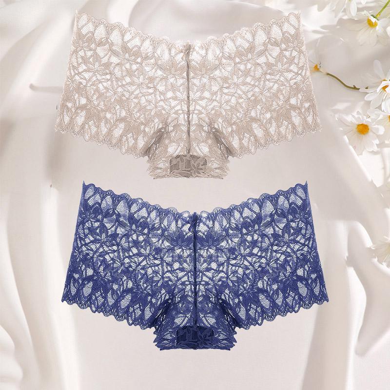 2 ks krajkové šortky pro ženy s nízkým pasem, květované spodní prádlo S-XL, sexy kalhotky pro dívky, dámské krajkové kalhotky, spodní prádlo