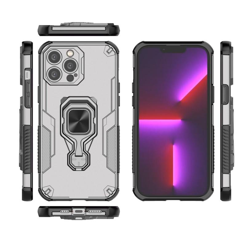 Pro iPhone 14 Pro Pouzdro na telefon WANLONFENG PC TPU Zadní kryt Stojánek s tvrzeným sklem