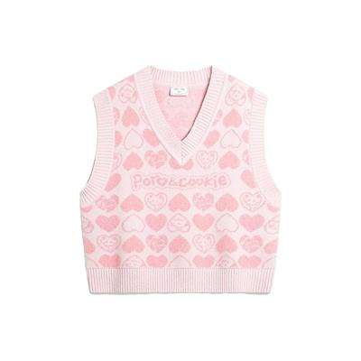 Li Ning X League Of Legends Poro Kollaboration V-Ausschnitt Locker Bequem Atmungsaktiv Strickoberteil Damen Oberteile Hellrosa AMVT030-3