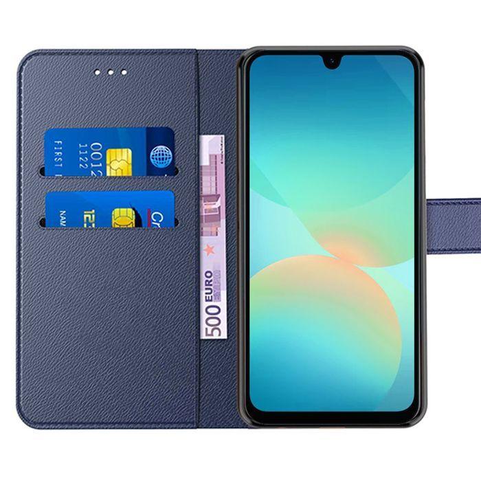 Coque pour Samsung Galaxy A27 5G, Protection Rabat Anti-Rayures Antichoc Synthécuir Bleu Marine