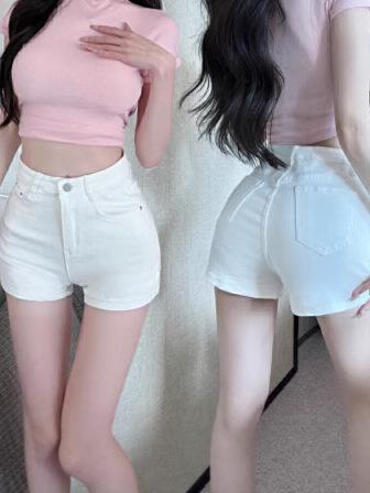 Women s High Waist Denim Shorts Slim Fit Casual Summer Stretchy Hot Pants XS