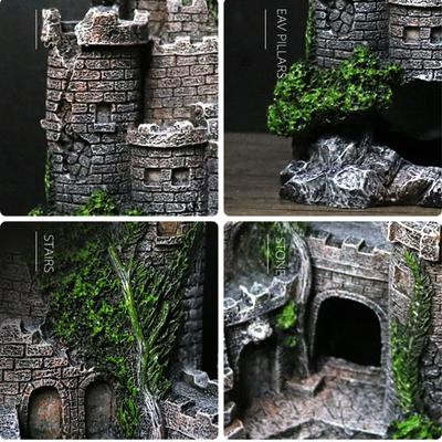 Aquarium Castle Resin Decorations Aquarium Decors Fish Tanks Castle Shelter Fish Hideouts House for Freshwater Saltwater