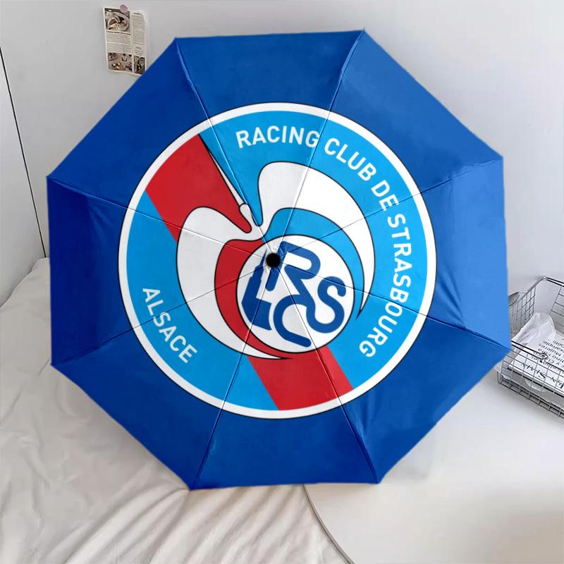 RC Strasbourg Alsace pattern, automatic folding umbrella, portable and foldable design, 8 ribs, a Christmas or birthday gift.