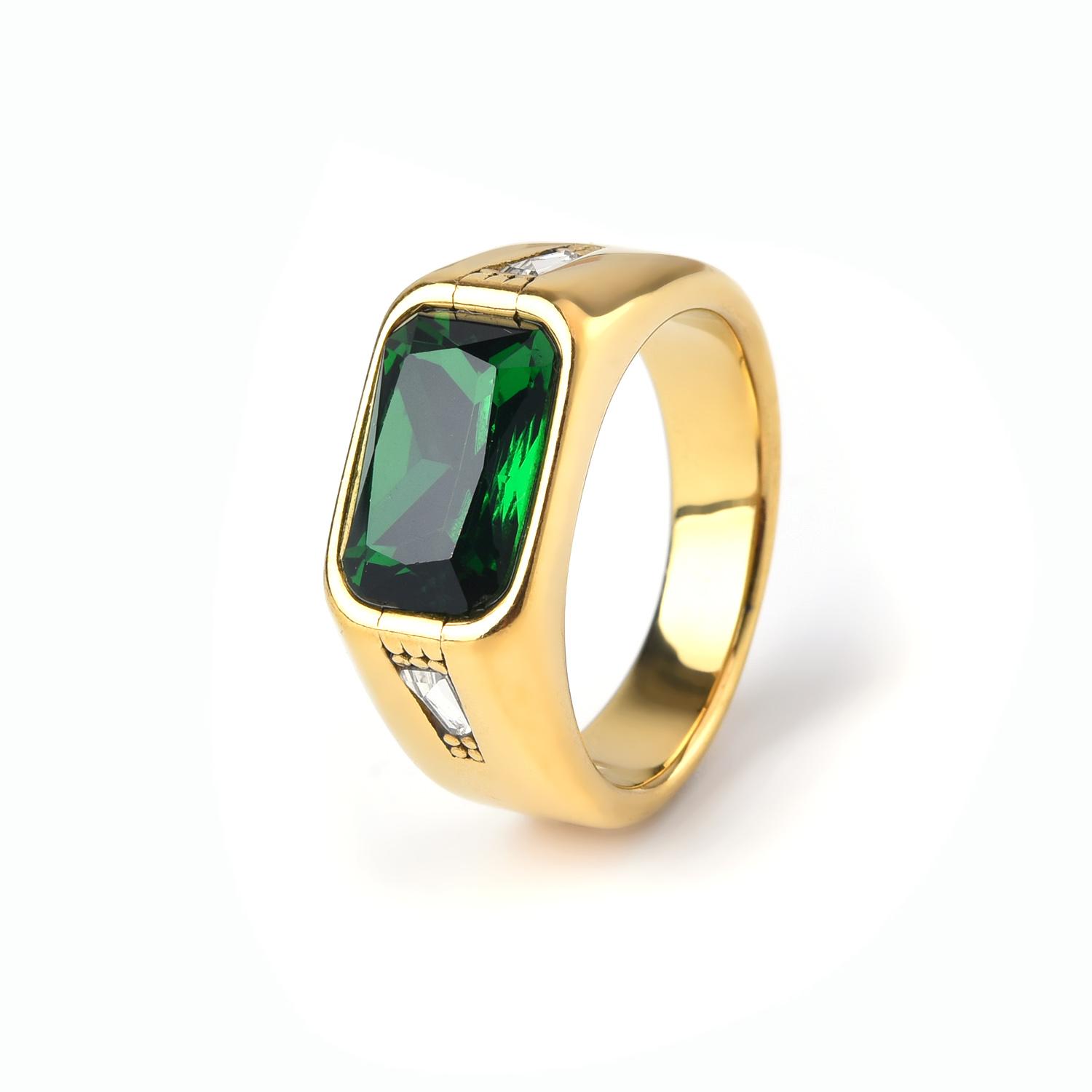 

R3546 1pc Man/Women Gemstone Style Wedding Titanium Steel Ring,Fashion Men s 316LStainless Steel Lightweight and Compact Ring 7 зелёный