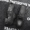 New Derby Shoes Men'S High-End Trend Black Platform Heightened Fried Street Dad Leather Shoes 1-J