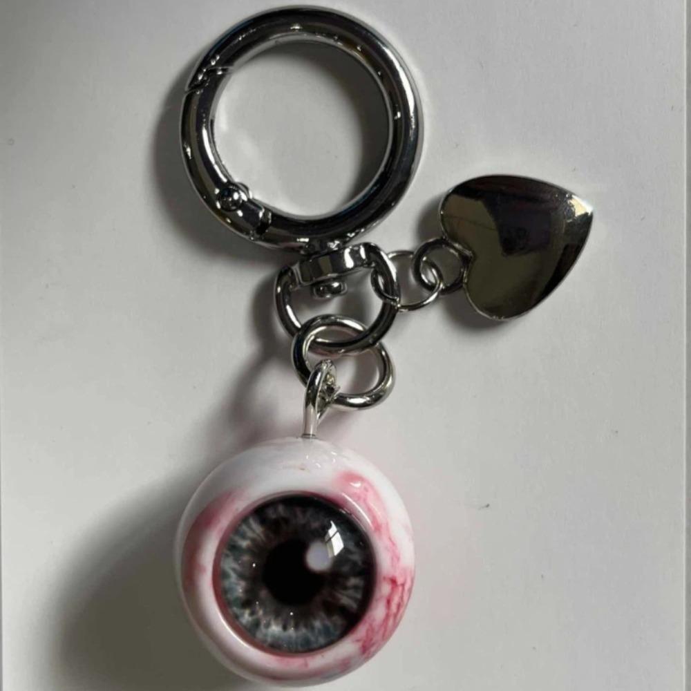 Resin Bag Pendant Funny Car Key Holder Creative Demon Eyeball Keychain Cosplay Blue Silver