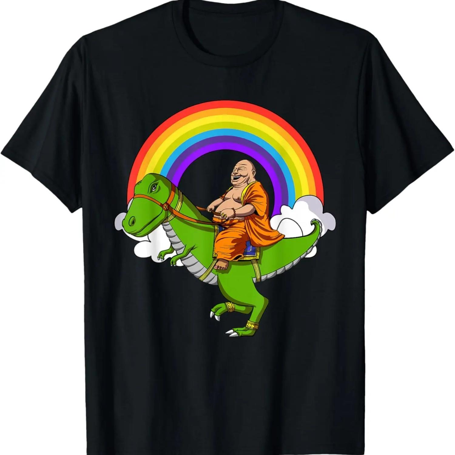 

Buddha Riding T-Rex Dinosaur Zen Yoga Meditation Spiritual T-Shirt S чёрный