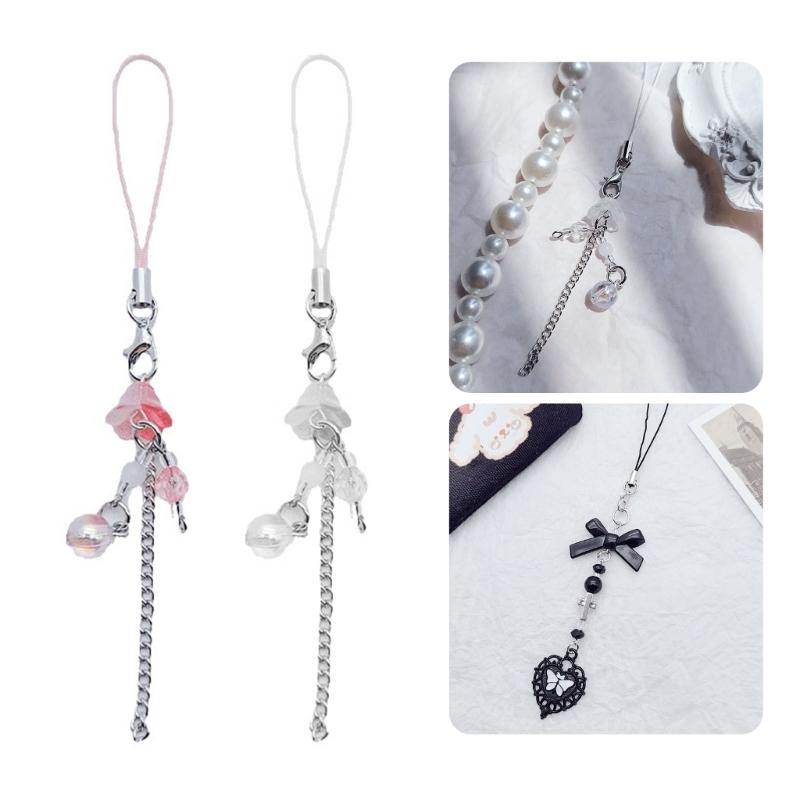 Bowknot Heart Cross Flower Phone Charm Straps Keys Hanging Pendants Bag Decor