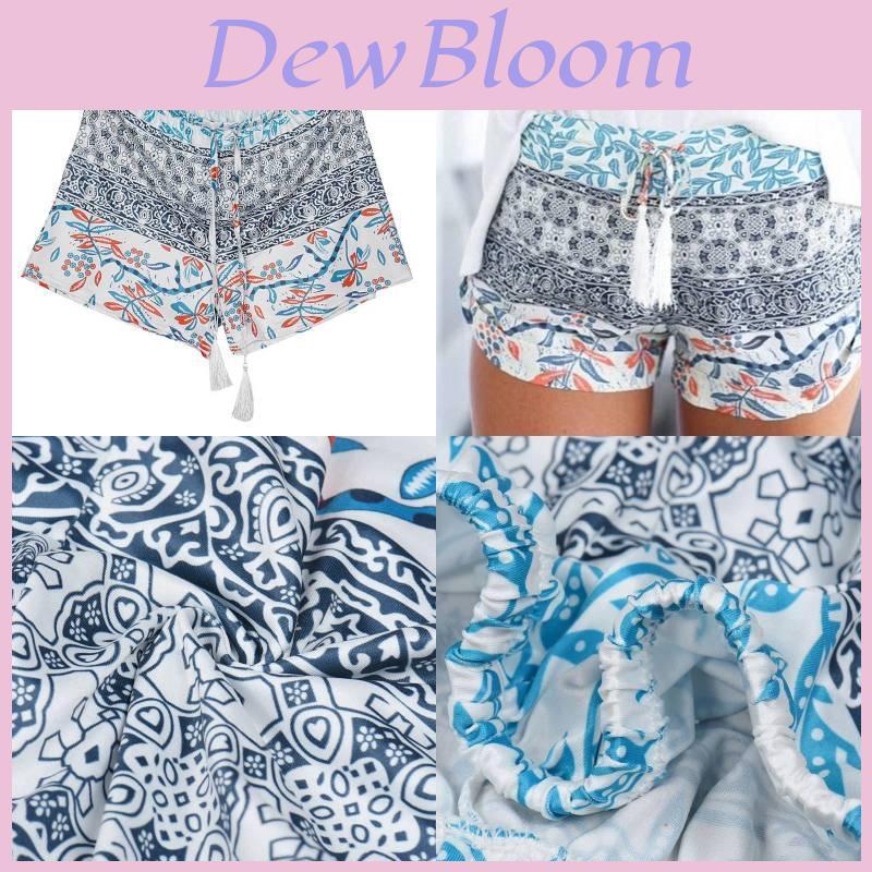 Summer Polyester Print Shorts With Tie Waist For Casual Wear