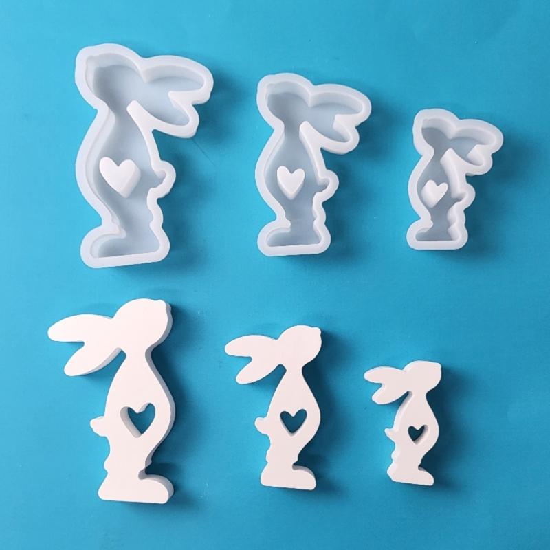 Easter Rabbit Silicone Mold 3D Heart Rabbit Candle Mold DIY Aromatherapy Candle Making Tool Resins Gypsum Mold Birthday