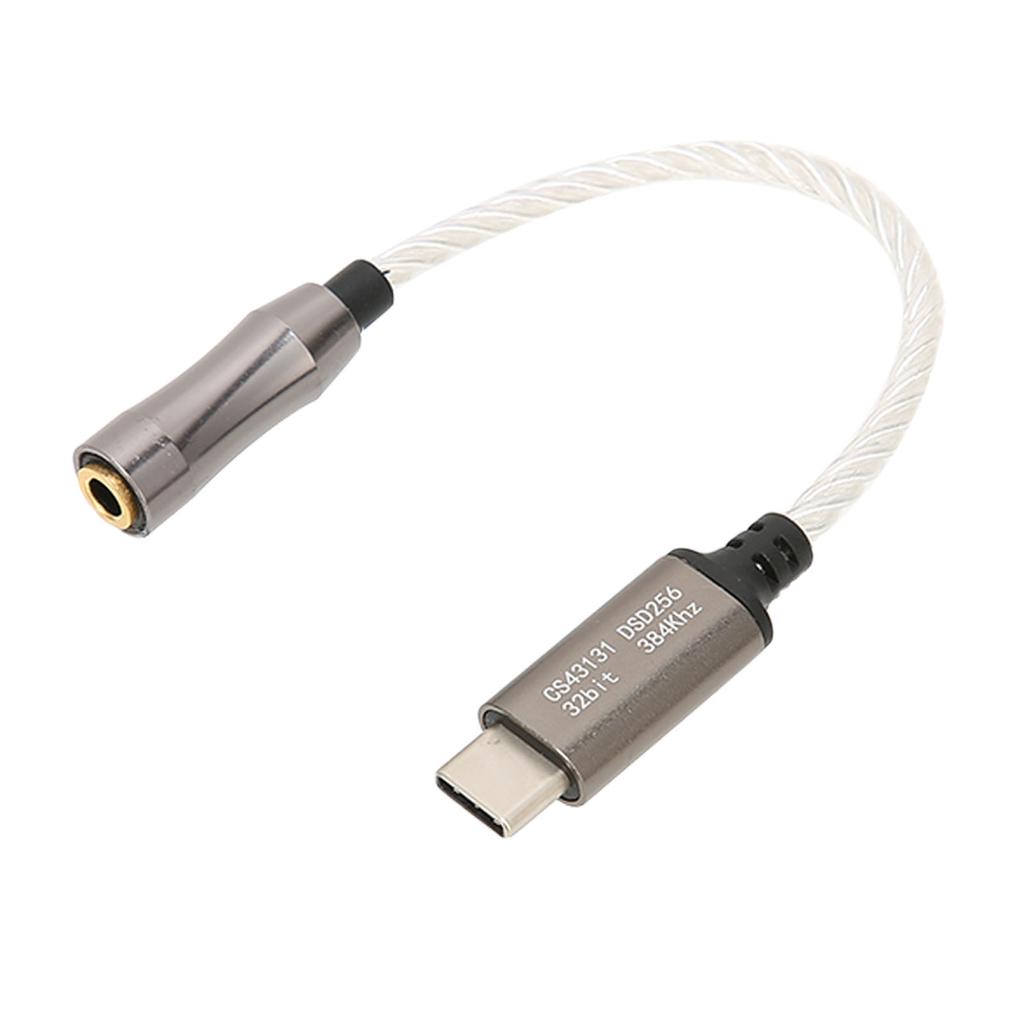 Typ C auf 3,5 mm Kopfhörerverstärker 15 cm 5,9 Zoll 120 dB Kopfhörerverstärker für Android PC Silber