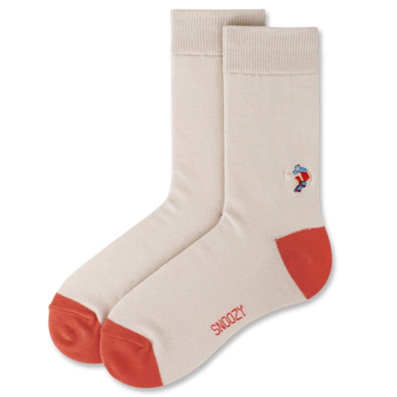 SNOOZY Skateboarder Embroidered Socks (Beige Orange)