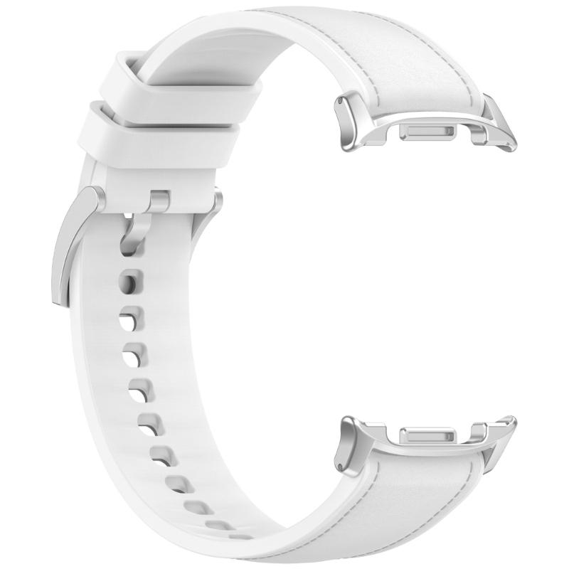 Flexible Silicone Watch Band Straps With Leather Accent For 40mm 44mm 46mm Models Comfortable Daily Wear Gym To Office
