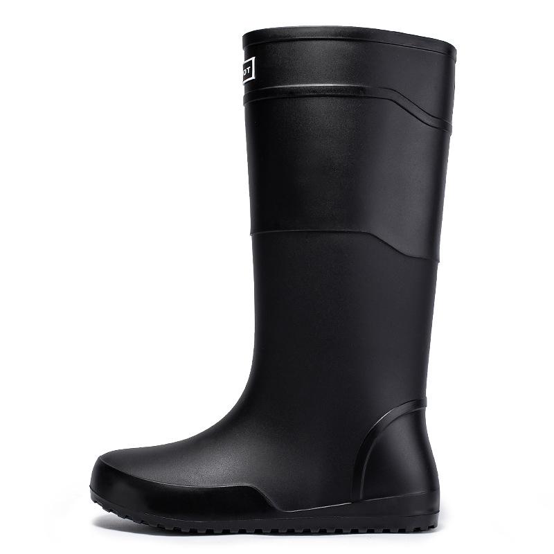 Water shoes extra high tube flat rain shoes men's closure plus fixed cotton lint long rain boots size waterproof glue shoes winter