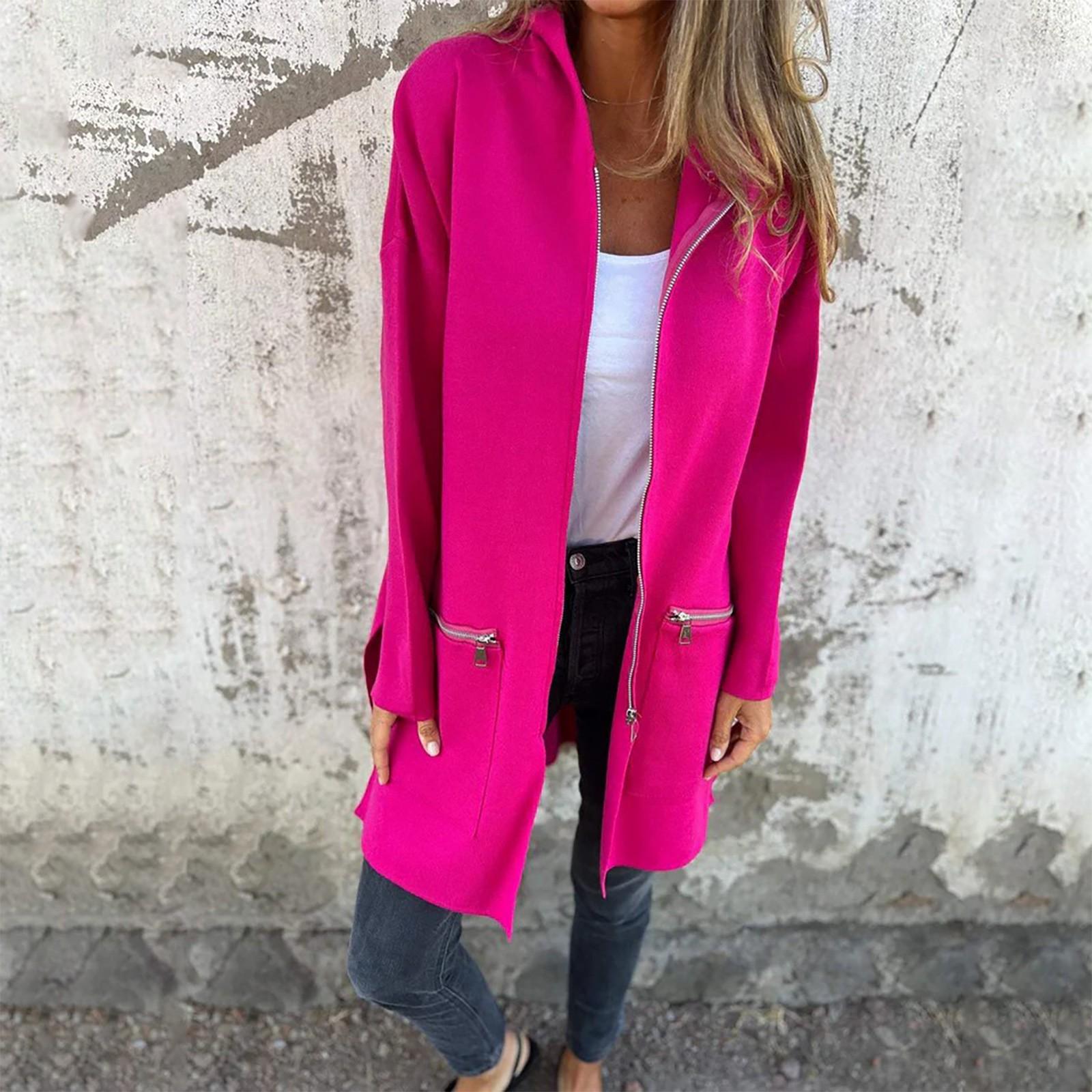 

Длинный рукав женский однотонный топ с капюшоном легкая куртка пальто зима и осень XL