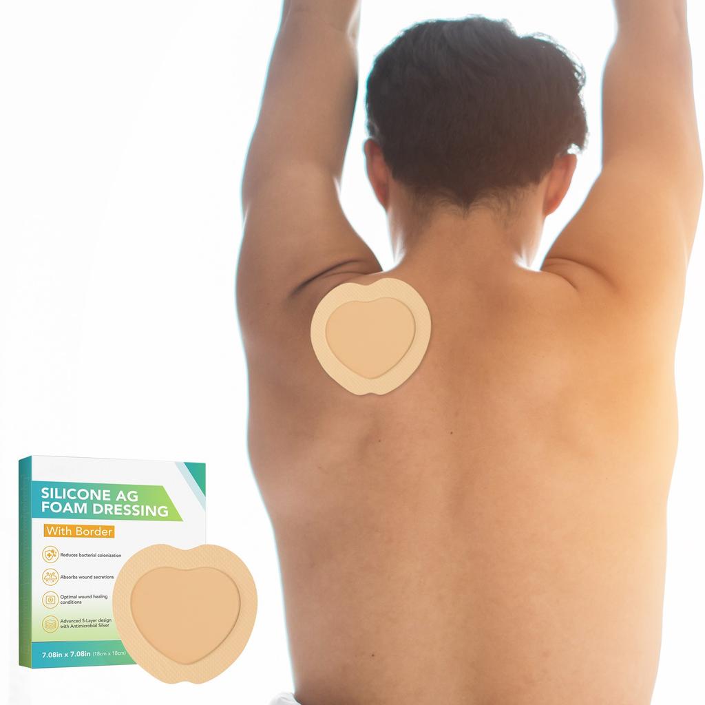 Silikonové superabsorpční krytí na rány 5 kusů, Pro pooperační rány, Proleženiny, Dekubity, Samolepicí obvazy