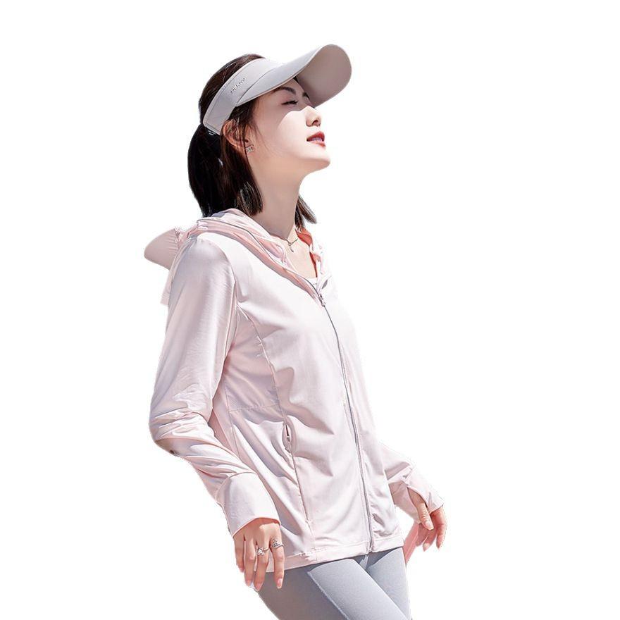 UPF + sunscreen clothing women's summer new ice silk large size fashion hooded sunscreen clothing cycling jacket thin