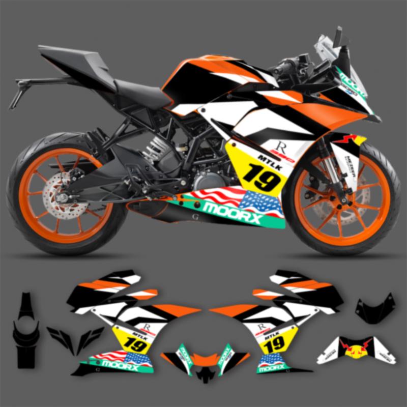 PowerZone Custom Sticker Graphics for KTM RC 250 RC 390 2014 2015 2016 SUPERMOTO Backgrounds Decals Racing Vinyl Sticker Kit 02