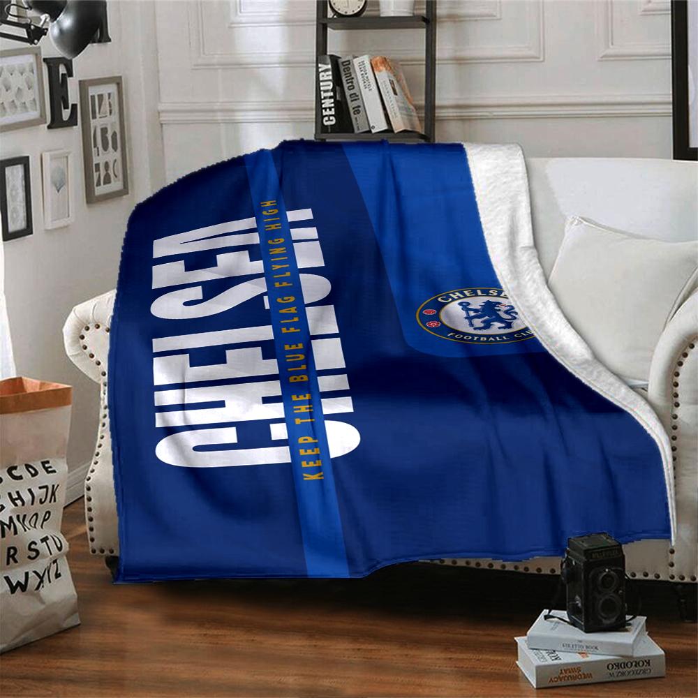 Chelsea Football Club Theme Printed Blanket - Perfect for Couch, Bed, Travel & Outdoor Use | Machine Washable, Cozy & Durable.
