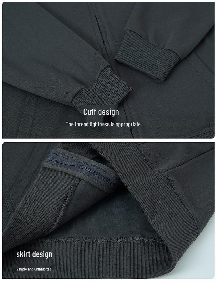 Unisex Cotton Drop Shoulder Zipper Hoodie Cardigan for Autumn/Winter