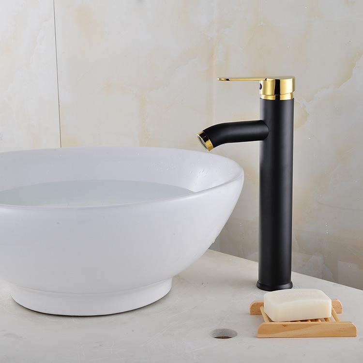 Black Basin Faucet Stainless Steel Paint Faucet Bathroom Single Handle Basin Faucets Blacked Single Hole Hot Cold Mixer Tap