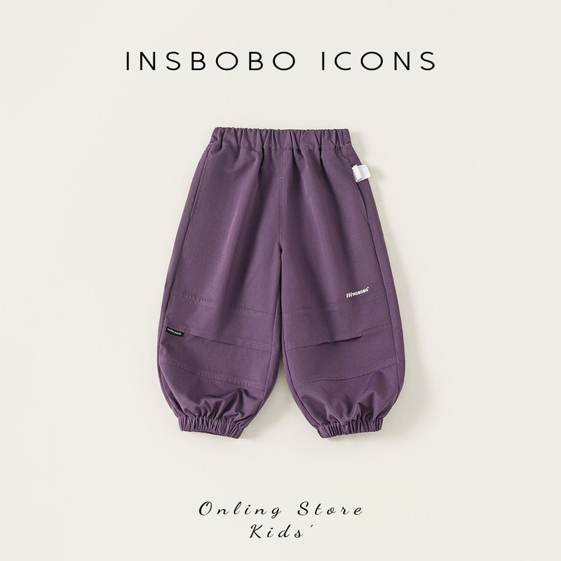 Insbobo Kids Pants Fall 2025 New Arrival Baby Girl Ankle Banded Pants Baby Boy Sports Pants Baby Spring and Autumn Clothes Tide Purple 90
