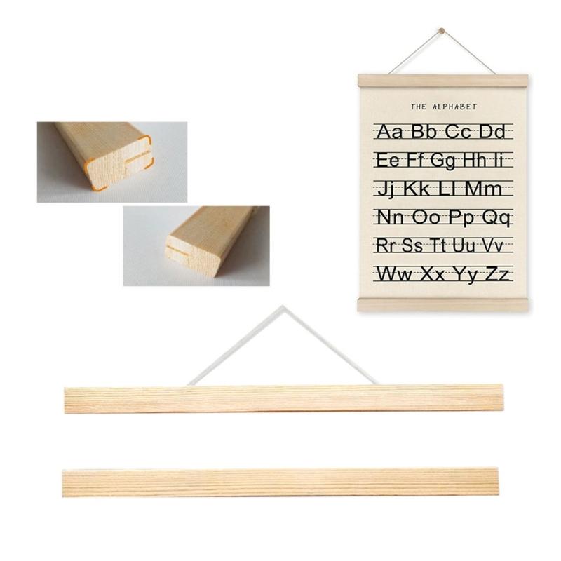 2Pieces Toddler Learning Alphabets and Number Posters with Wood Hanger Frame for Classroom and Playroom Nursery Decors