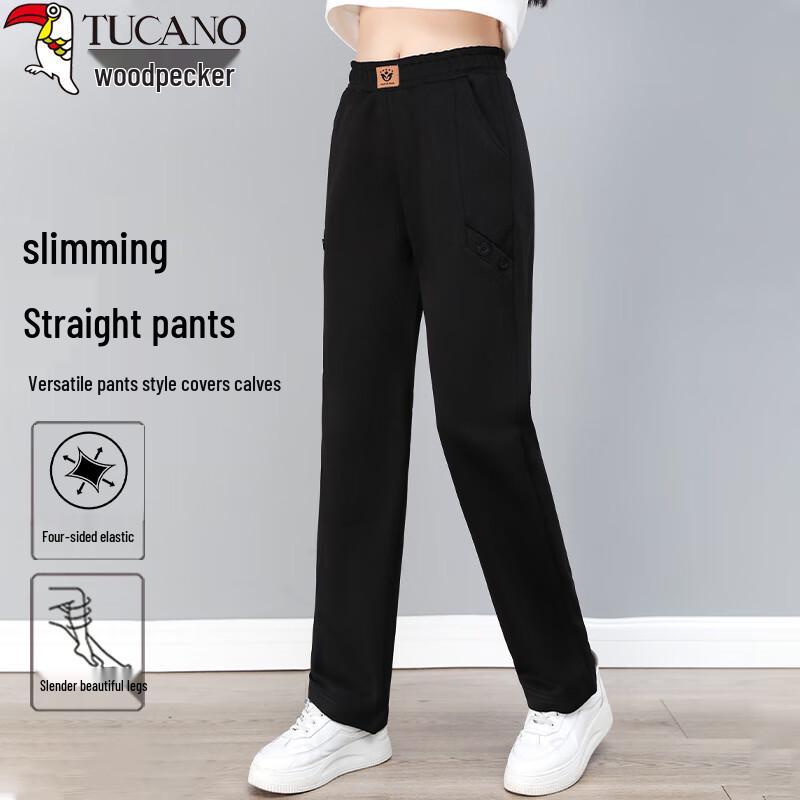 Woodpecker Women s 2025 High-Waist Straight Leg Casual Trousers 4XL